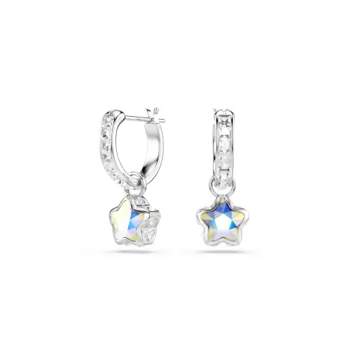 Серьги-подвески, Разные огранки, Звезда, Белые, Родиевое покрытие Chroma Swarovski