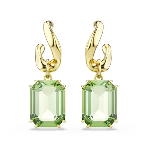 Серьги-подвески, Огранка «октагон», Зеленые Millenia Swarovski