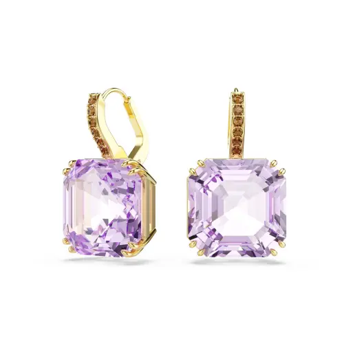 Серьги-подвески, Квадратная огранка, Пурпурные Millenia Swarovski