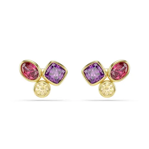 Stud earrings, Mixed cuts, Multicolored, 18K gold finish Imber Swarovski