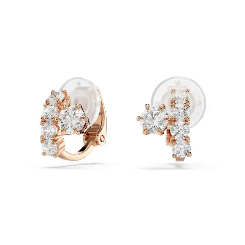 Clip earrings, Round cut, White, 18K rose gold finish Matrix Swarovski