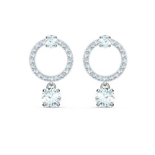 Серьги, Белый, Родиевое покрытие Constella Swarovski