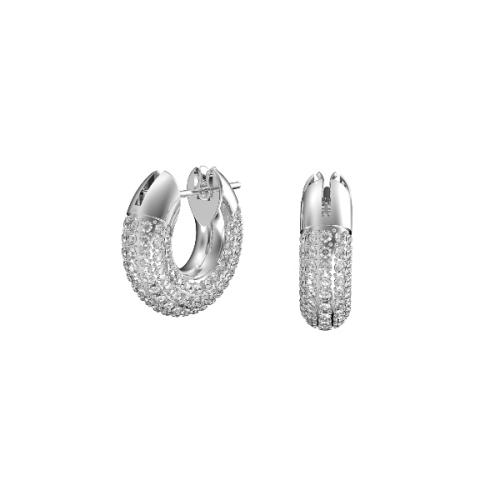 Pierced Earrings Hoop S, Rhodium shiny Crystal Dextera Swarovski