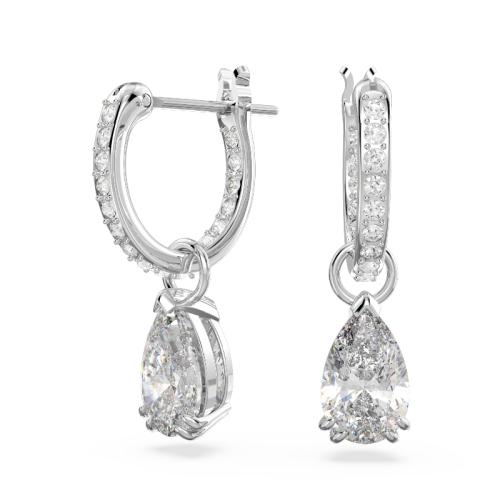 Серьги-обручи, Кристаллы огранки «груша», Белый, Родиевое покрытие Stilla Swarovski