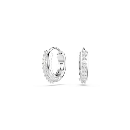 Серьги-кольца, Круглая огранка, Белые, Родиевое покрытие Matrix Swarovski