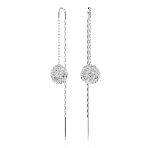 Серьги-подвески, Белые, Родиевое покрытие SUBLIMA ROUND Swarovski