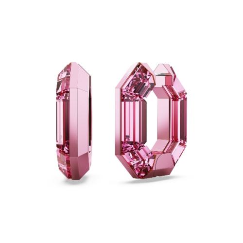 Hoop earrings, Octagon shape, Pink LUCENT FULL CUT Swarovski