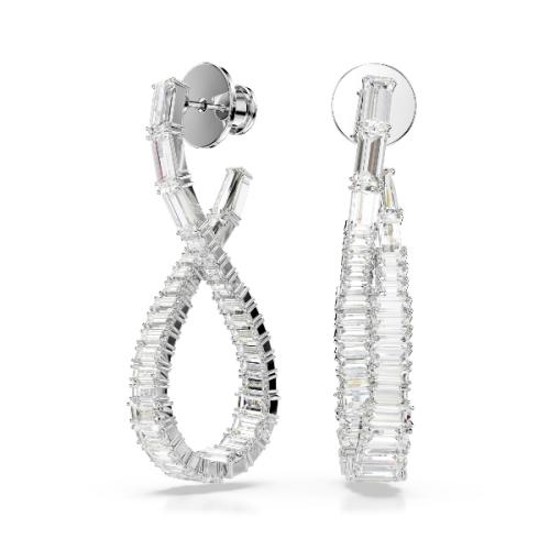 Drop earrings, Infinity, White, Rhodium plated Hyperbola Swarovski