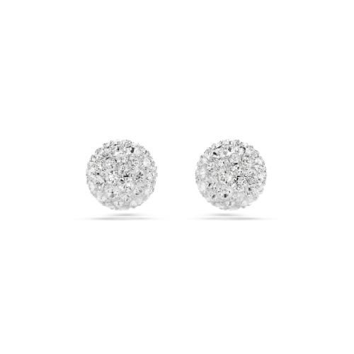 Auskari, Apaļš griezums, Sfēra, Balts, Rodija pārklājums DEXTERA GEOMETRY Swarovski