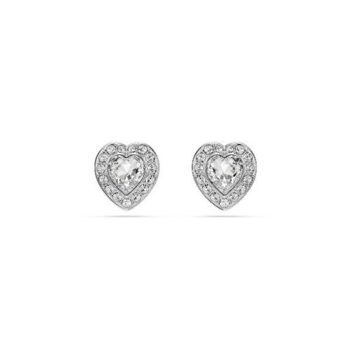 Stud earrings, Mixed cuts, Heart, White, Rhodium plated Ariana Grande x Swarovski Swarovski