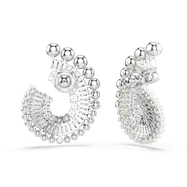 Drop earrings, Crystal Pearl, Mixed cuts, White, Rhodium plated Ariana Grande x Swarovski Swarovski 4