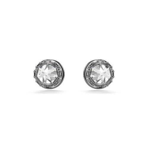 Stud earrings, Spike, White, Ruthenium plated Sublima Swarovski
