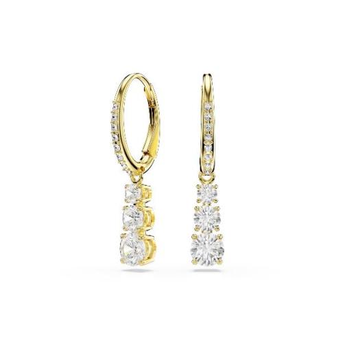 Hoop earrings, Round cut, White, Gold-tone plated Stilla Attract Swarovski
