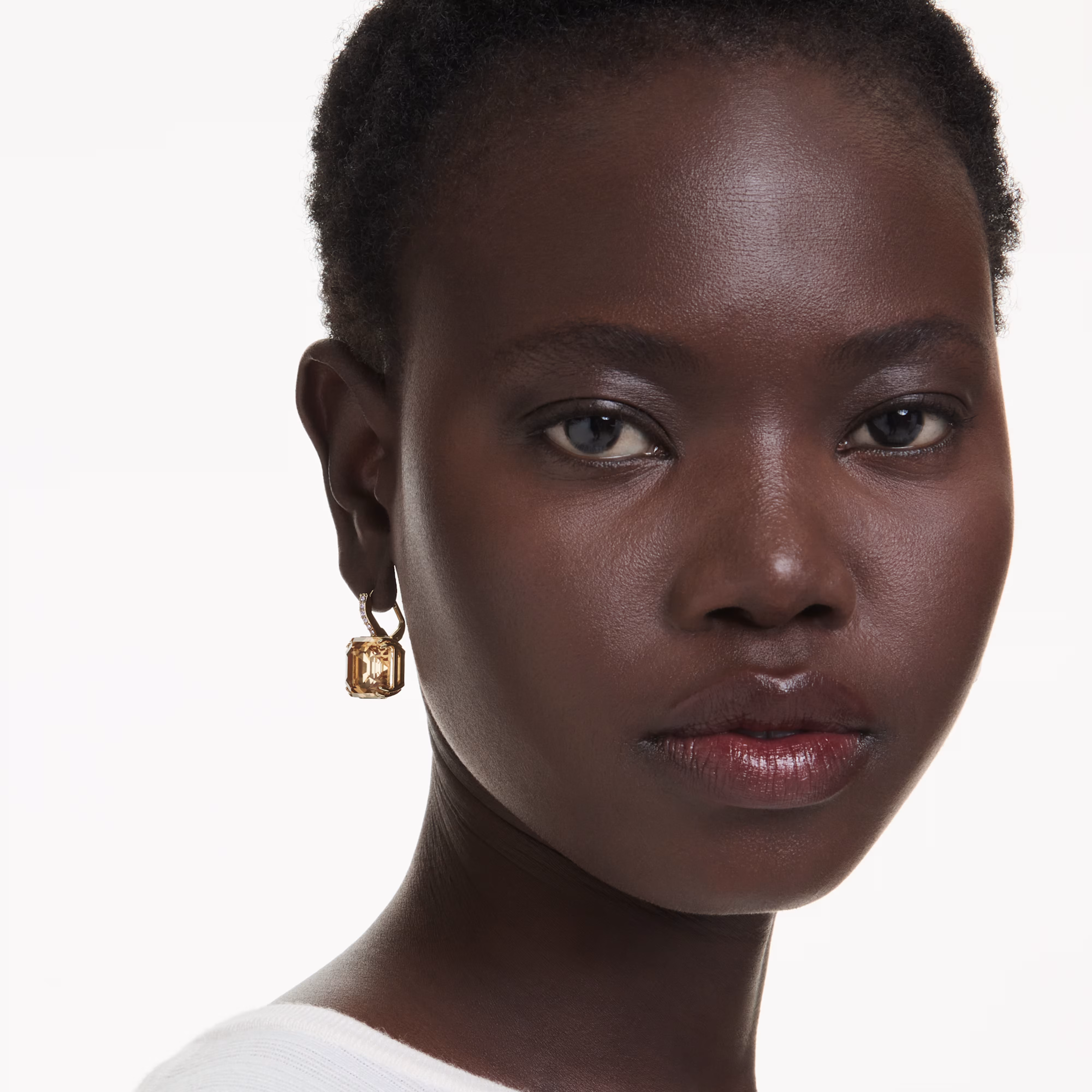 Drop earrings, Mixed cuts, Caramel, Gold-tone plated Millenia Swarovski 5
