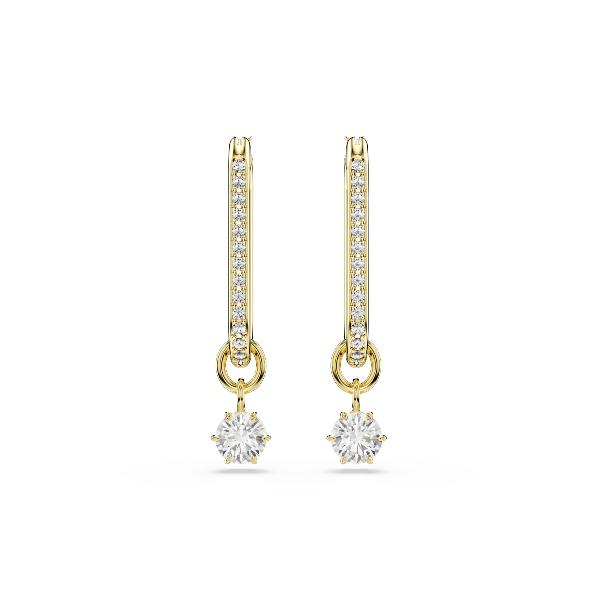 Drop earrings, Round cut, White, Gold-tone plated Constella Swarovski 4