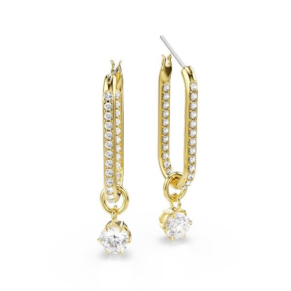Drop earrings, Round cut, White, Gold-tone plated Constella Swarovski 3
