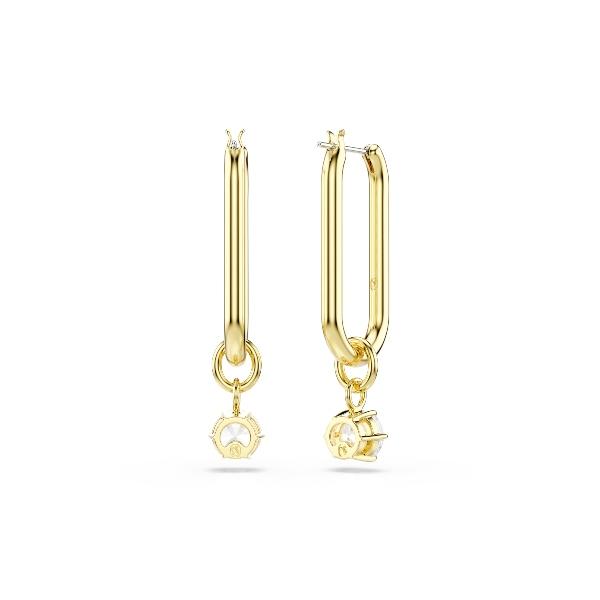 Drop earrings, Round cut, White, Gold-tone plated Constella Swarovski 2