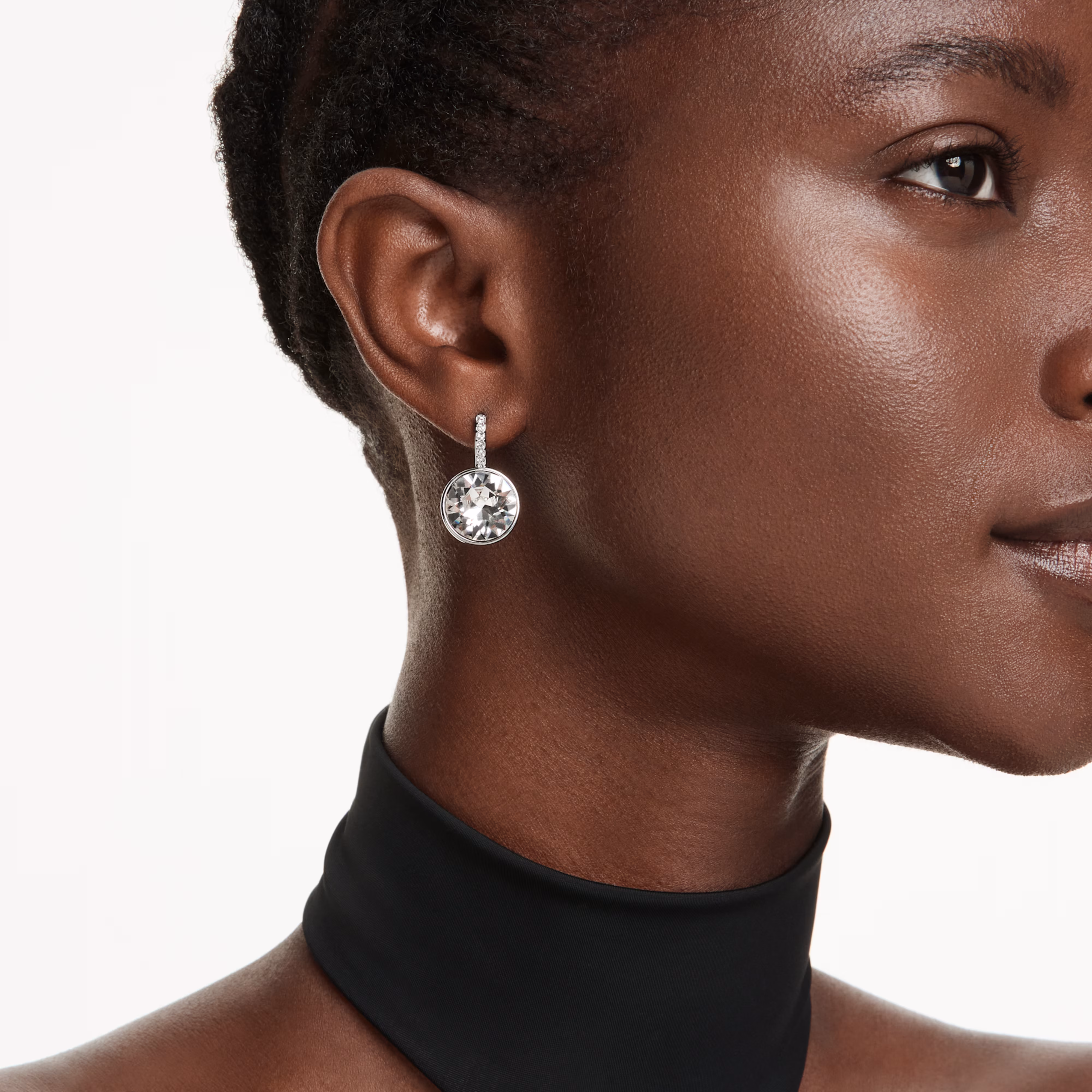 Drop earrings, Round cut, White, Rhodium plated Millenia Swarovski 5