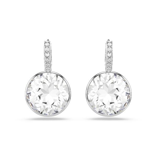 Drop earrings, Round cut, White, Rhodium plated Millenia Swarovski 2
