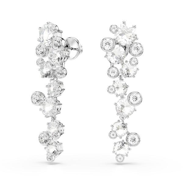 Drop earrings, Mixed cuts, White, Rhodium plated Constella Swarovski 3