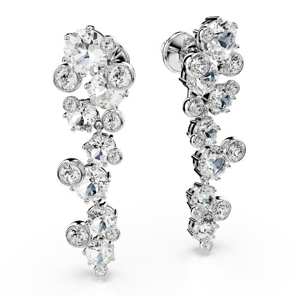 Drop earrings, Mixed cuts, White, Rhodium plated Constella Swarovski 4