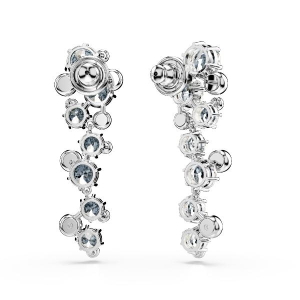Drop earrings, Mixed cuts, White, Rhodium plated Constella Swarovski 2