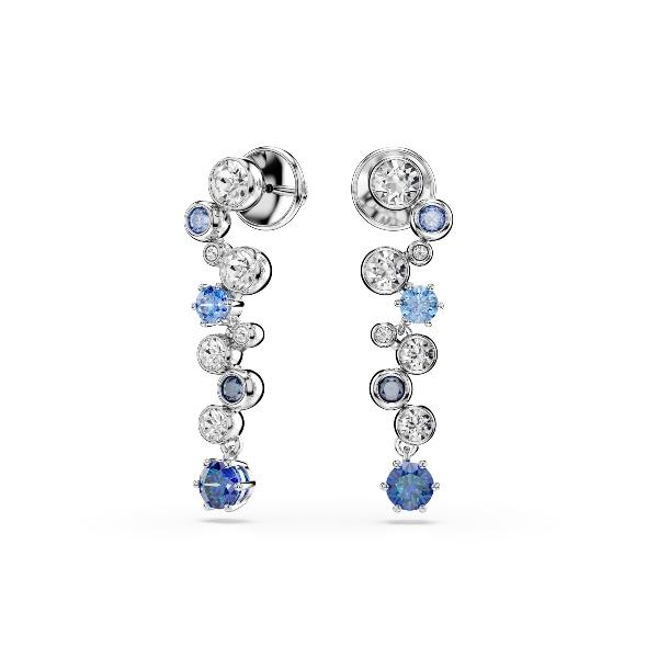 Drop earrings, Mixed cuts, Blue, Rhodium plated Constella Swarovski 3