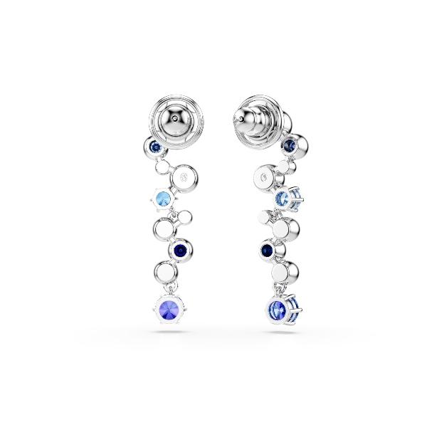 Drop earrings, Mixed cuts, Blue, Rhodium plated Constella Swarovski 2