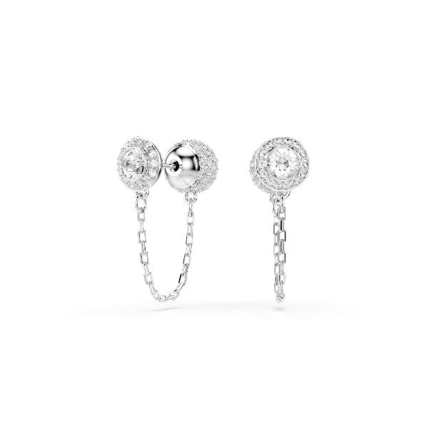 Drop earrings, Round cut, White, Rhodium plated Una Angelic Swarovski 5