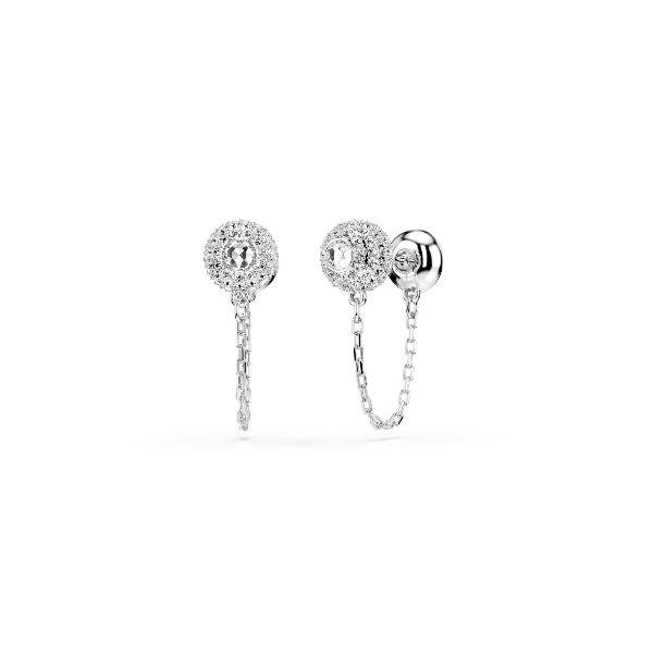 Drop earrings, Round cut, White, Rhodium plated Una Angelic Swarovski 4