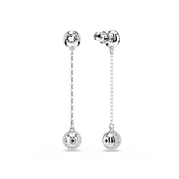 Drop earrings, Round cut, White, Rhodium plated Una Angelic Swarovski 2