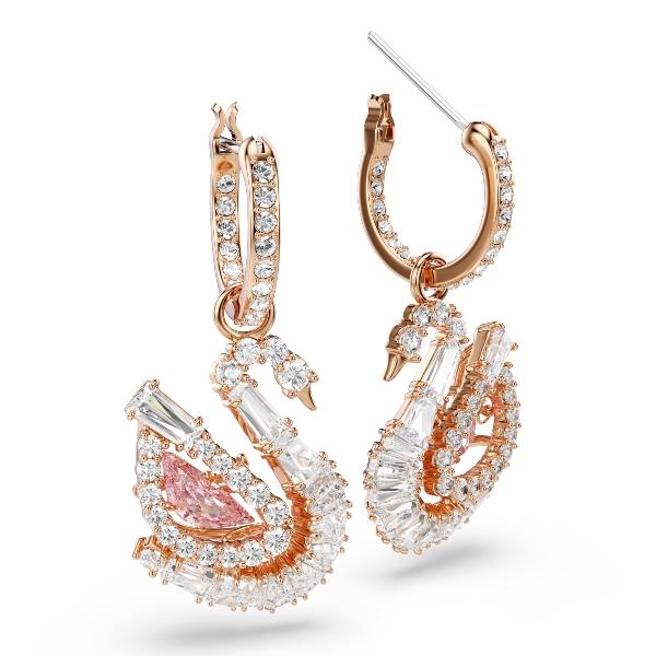 Drop earrings, Pavé, Swan, Pink Swan Swarovski 3