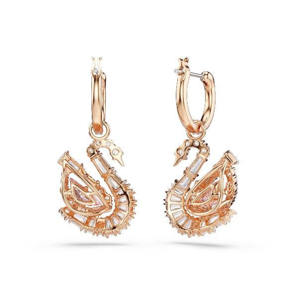 Drop earrings, Pavé, Swan, Pink Swan Swarovski 2