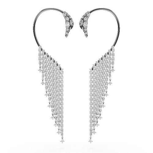 Ear cuffs, Swan, White, Ruthenium plated The Vienna Collection Swarovski