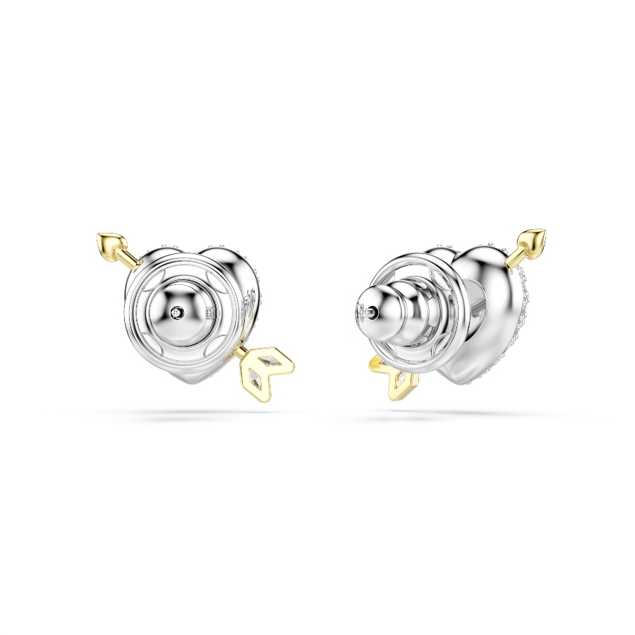 Stud earrings, Mixed cuts, Heart with arrow, White, Mixed metal finish Idyllia Swarovski 4