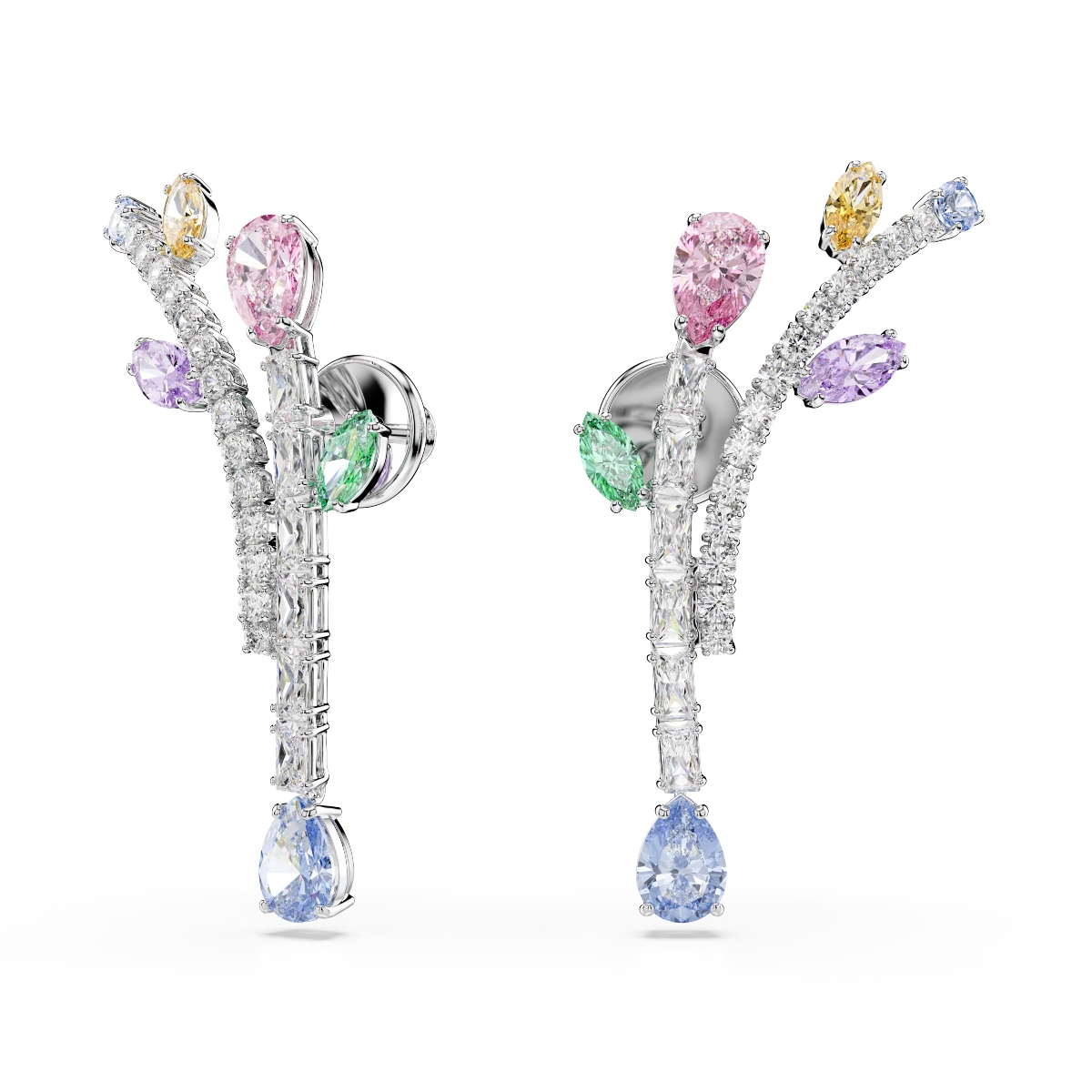 Drop earrings, Mixed cuts, Multicolored, Rhodium plated Ariana Grande x Swarovski Swarovski 2