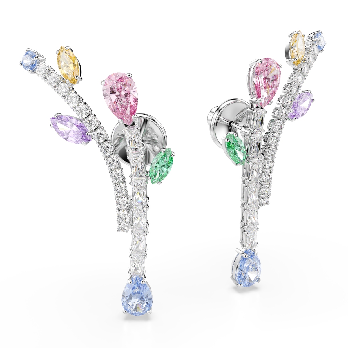 Drop earrings, Mixed cuts, Multicolored, Rhodium plated Ariana Grande x Swarovski Swarovski 3