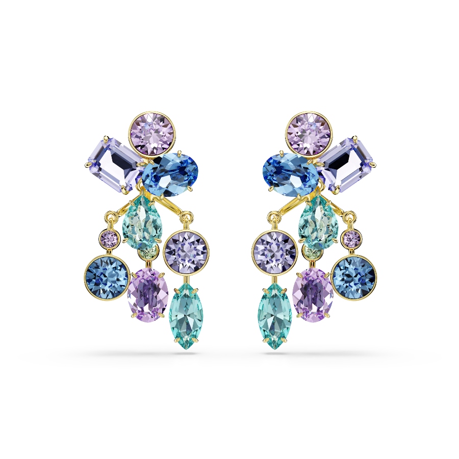 Earring jackets, Mixed cuts, Multicolored, Gold-tone plated Gema Swarovski 2
