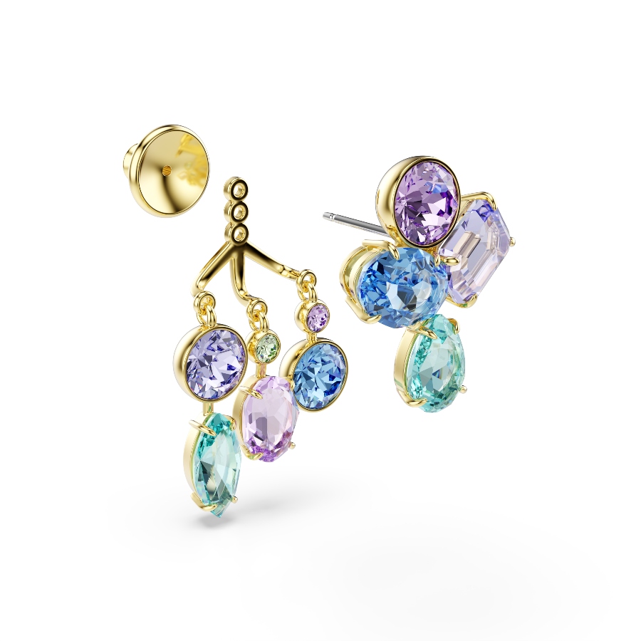 Earring jackets, Mixed cuts, Multicolored, Gold-tone plated Gema Swarovski 3