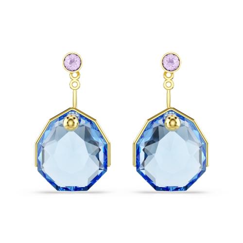 Earring jackets, Blue, Gold-tone plated