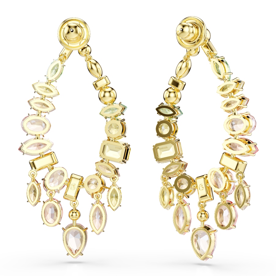 Drop earrings, Mixed cuts, Chandelier, Multicolored, Gold-tone plated Gema Swarovski 4