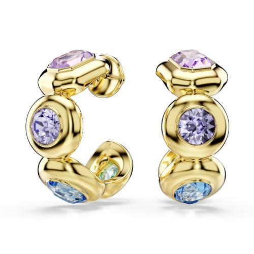 Hoop earrings, Mixed cuts, Multicolored, Gold-tone plated Gema Swarovski
