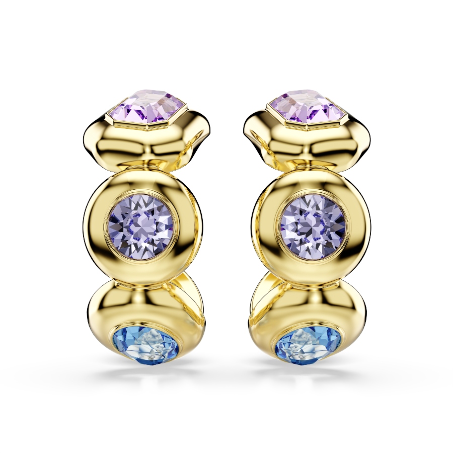 Hoop earrings, Mixed cuts, Multicolored, Gold-tone plated Gema Swarovski 2