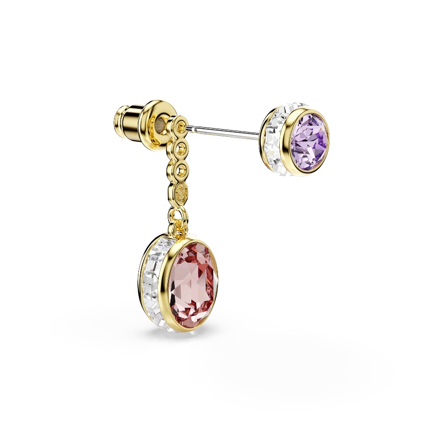 Drop earrings, Mixed cuts, Multicolored, Gold-tone plated Chroma Swarovski 3