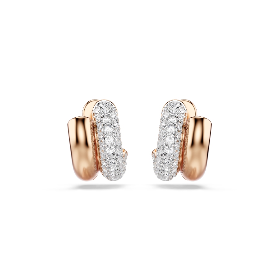 Hoop earrings, Round cut, White, Rose gold-tone plated Dextera Swarovski 2