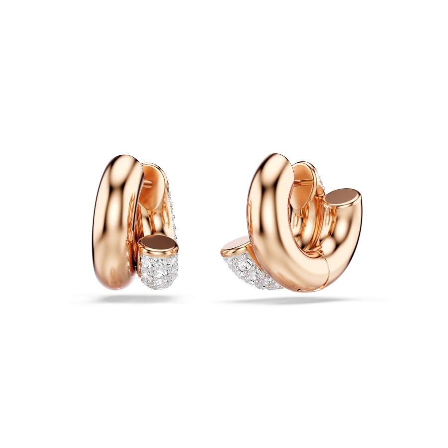 Hoop earrings, Round cut, White, Rose gold-tone plated Dextera Swarovski 4