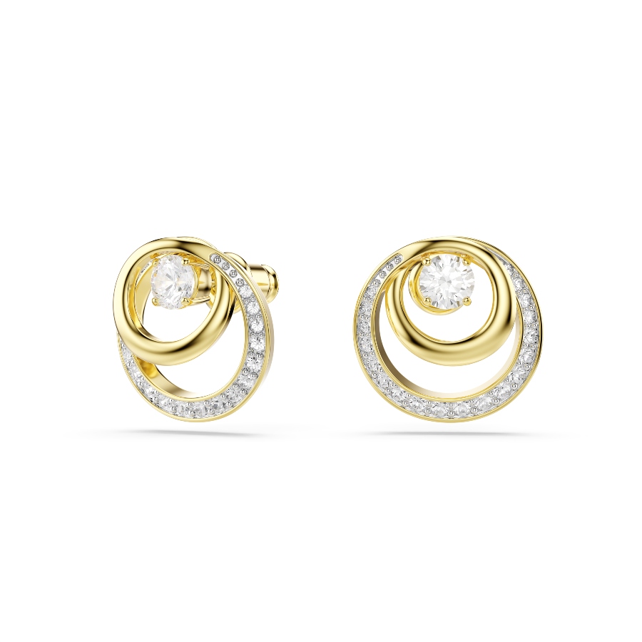 Stud earrings, Round cut, White, Gold-tone plated Hyperbola Swarovski 2