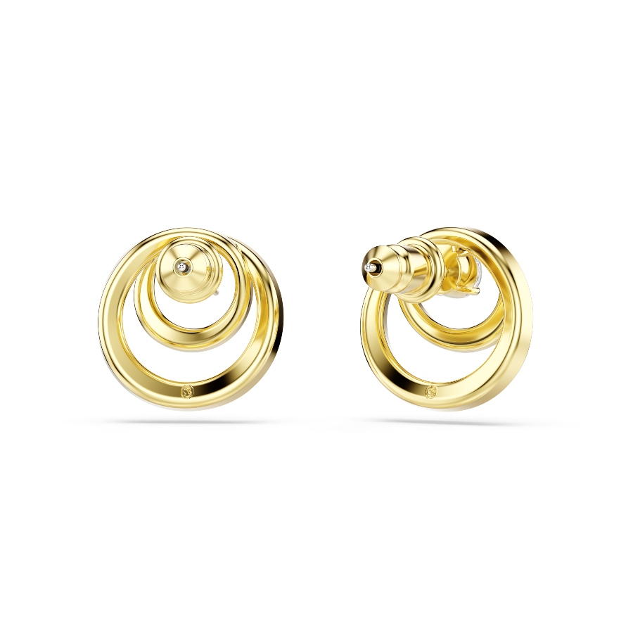 Stud earrings, Round cut, White, Gold-tone plated Hyperbola Swarovski 4