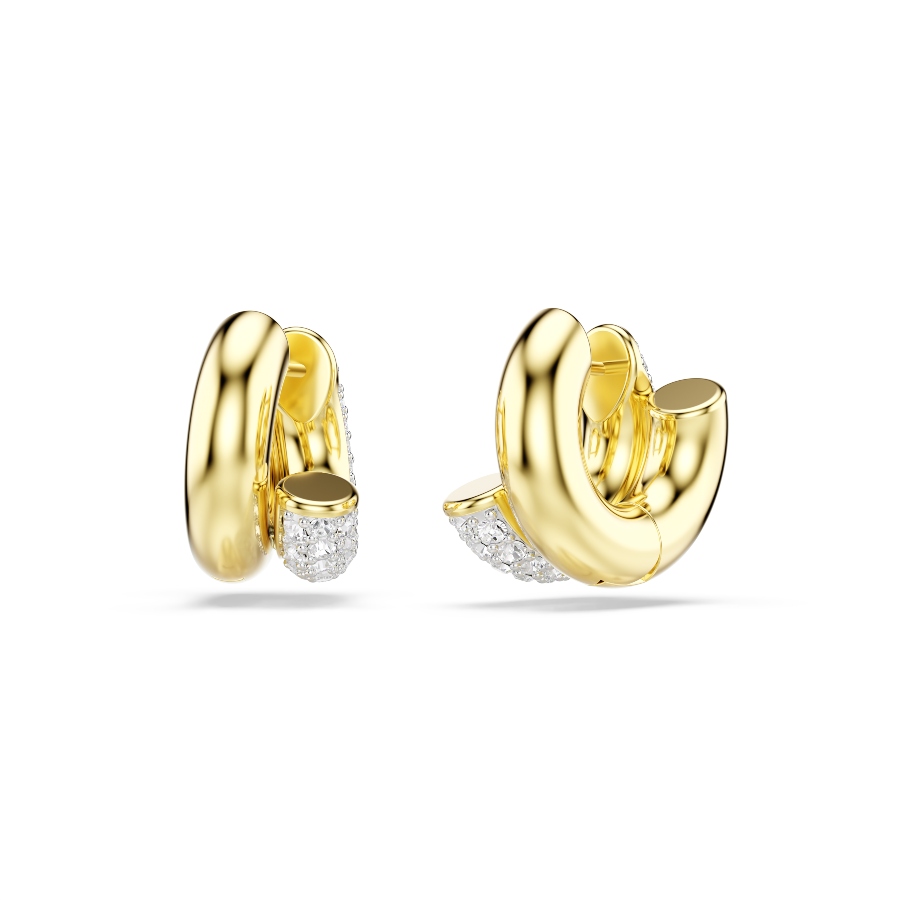 Hoop earrings, Round cut, White, Gold-tone plated Dextera Swarovski 4