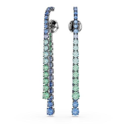 Nokarenie auskari, Apaļo griezumu gradients, Daudzkrāsains kristāls, Rutēnija pārklājums Matrix Swarovski